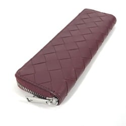 BOTTEGA VENETA Intrecciato Stationery Pencil Case Pouch Pen Leather Women's Wine Red