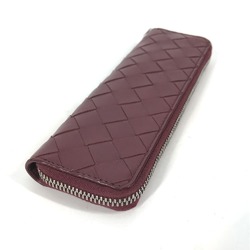 BOTTEGA VENETA Intrecciato Stationery Pencil Case Pouch Pen Leather Women's Wine Red