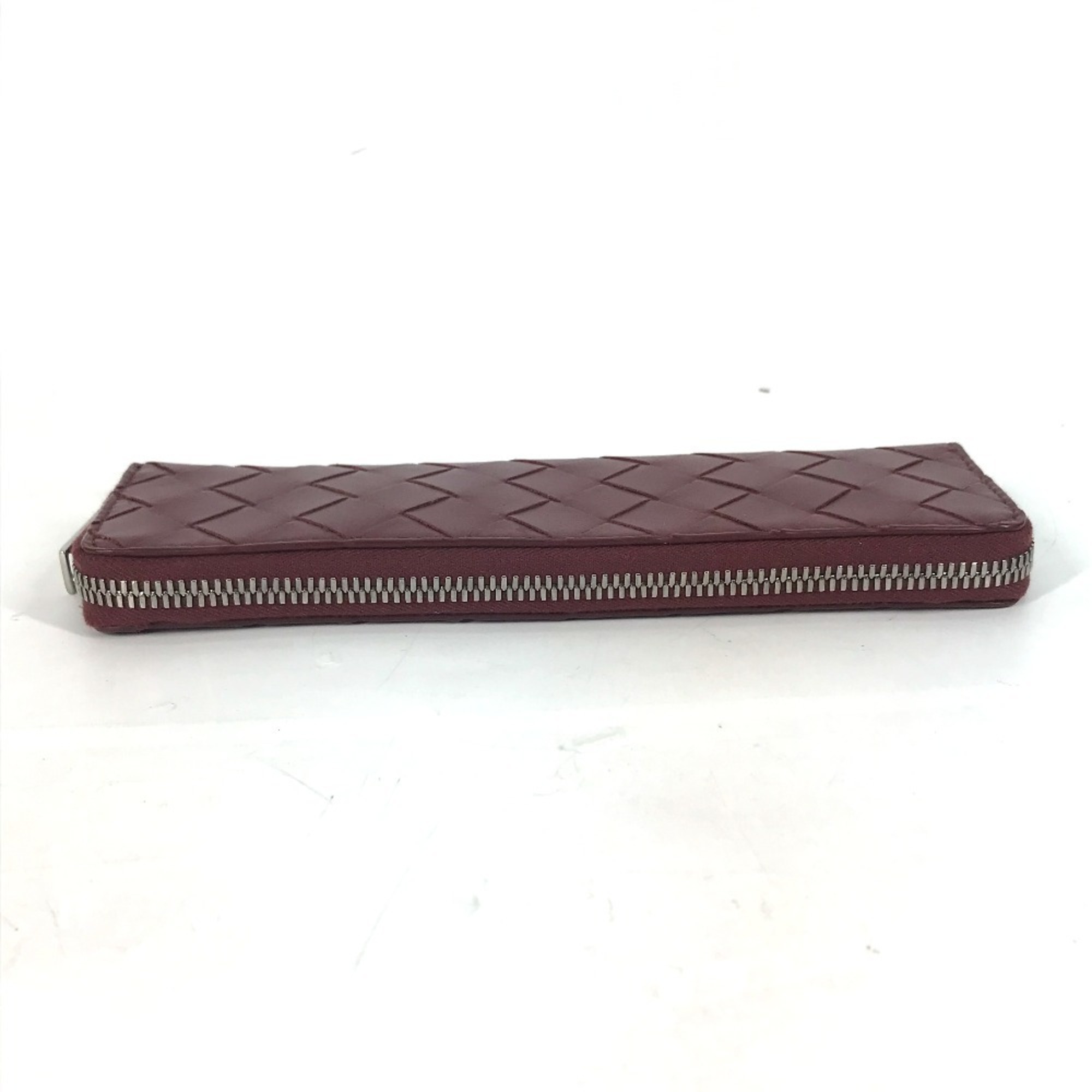 BOTTEGA VENETA Intrecciato Stationery Pencil Case Pouch Pen Leather Women's Wine Red