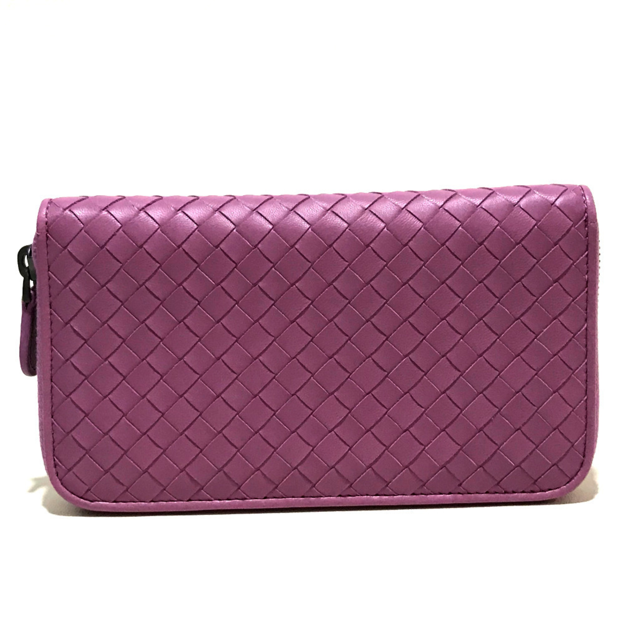 BOTTEGA VENETA 275064 Intrecciato Round Long Wallet Leather Women's Pink