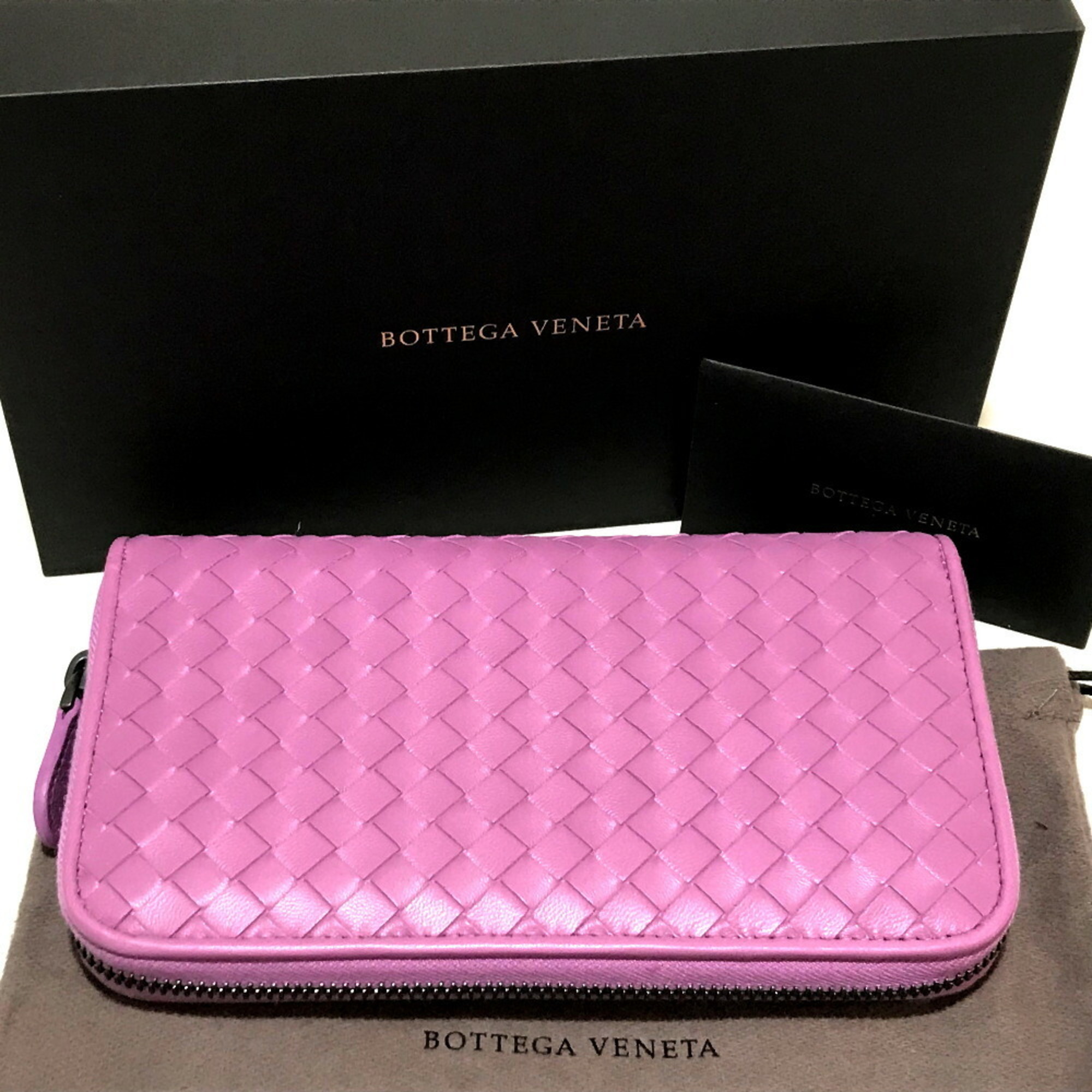 BOTTEGA VENETA 275064 Intrecciato Round Long Wallet Leather Women's Pink