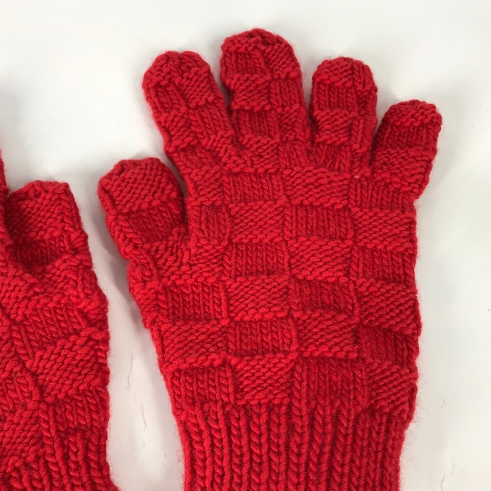 BOTTEGA VENETA 653576 Intrecciato Gloves Wool Men's Red