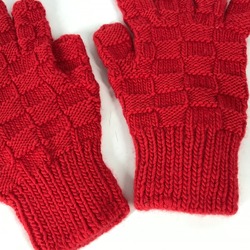 BOTTEGA VENETA 653576 Intrecciato Gloves Wool Men's Red