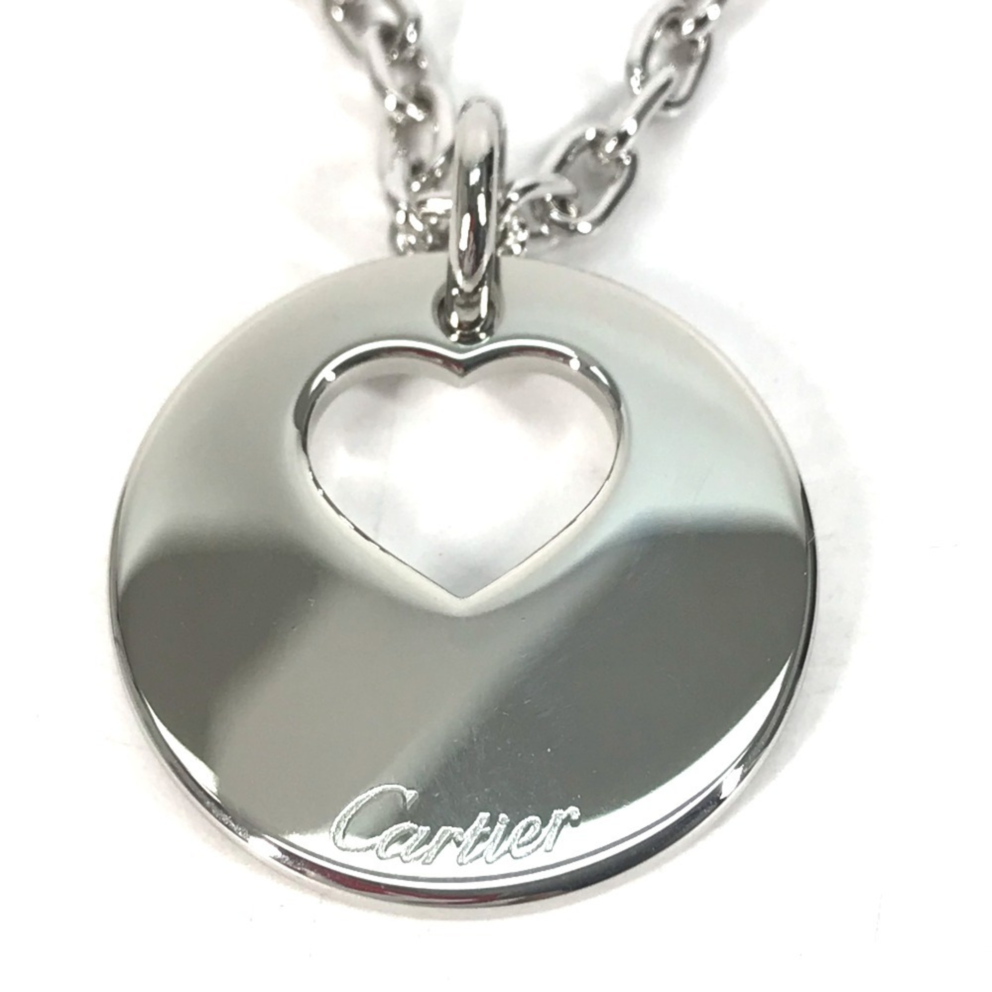 CARTIER Chain Heart Bag Charm Keychain Metal Women's Silver