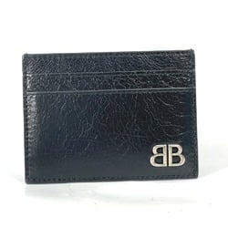 BALENCIAGA 766547 BB Business Card Holder Pass Case Holder/Card Leather Women's Black