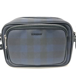 BURBERRY 8073271 Checkered Camera Shoulder Bag Leather Women's Navy Black