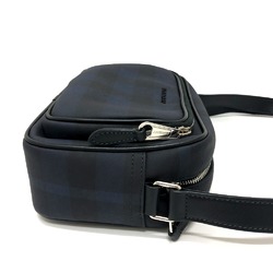 BURBERRY 8073271 Checkered Camera Shoulder Bag Leather Women's Navy Black