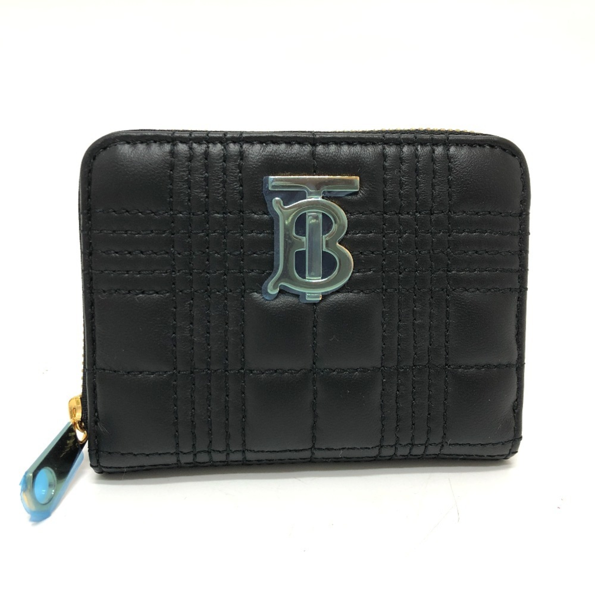 BURBERRY 8049292 TB Quilted Wallet/Coin Case Leather Women's Black