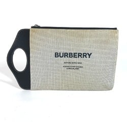 BURBERRY Burberry Handbag Bag Clutch Leather Canvas Men's Grey