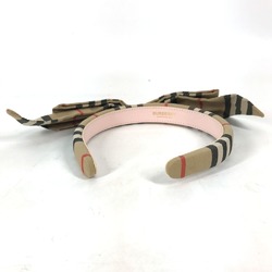 BURBERRY Check Ribbon Hair Headband Canvas Women's Beige