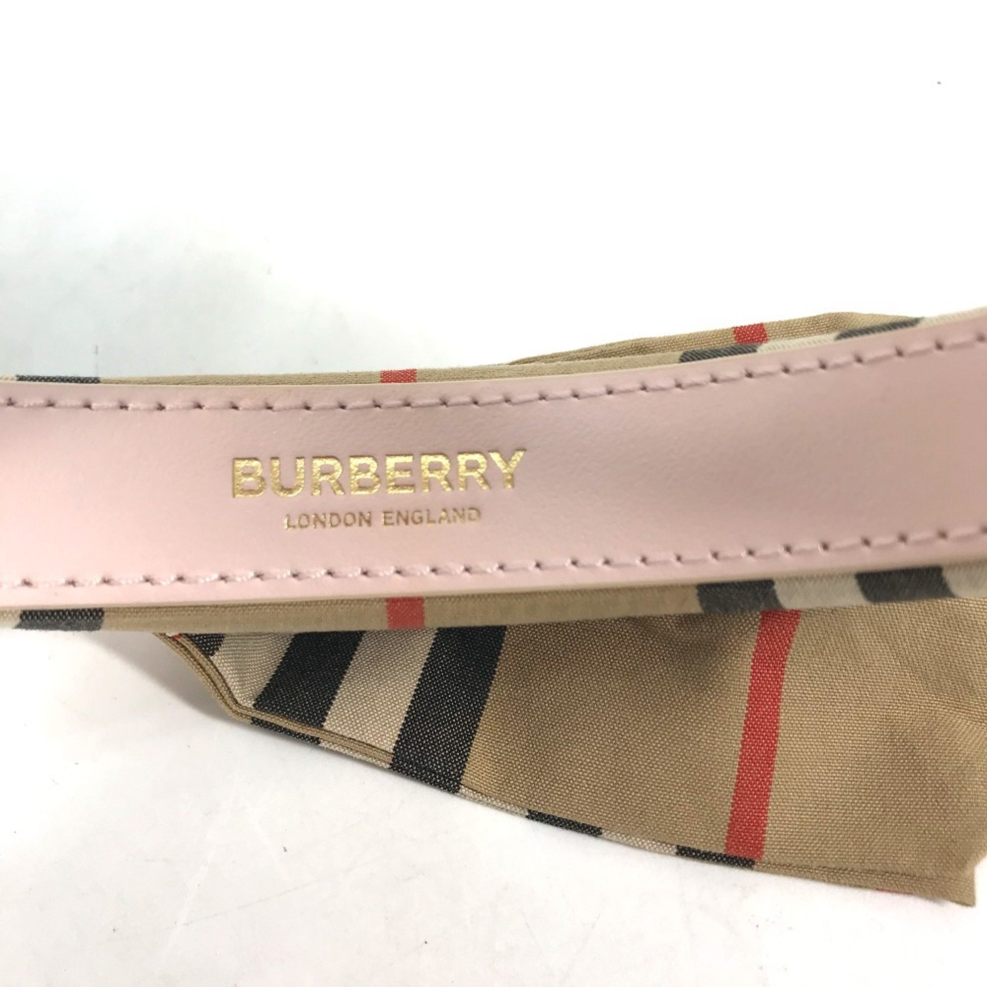 BURBERRY Check Ribbon Hair Headband Canvas Women's Beige