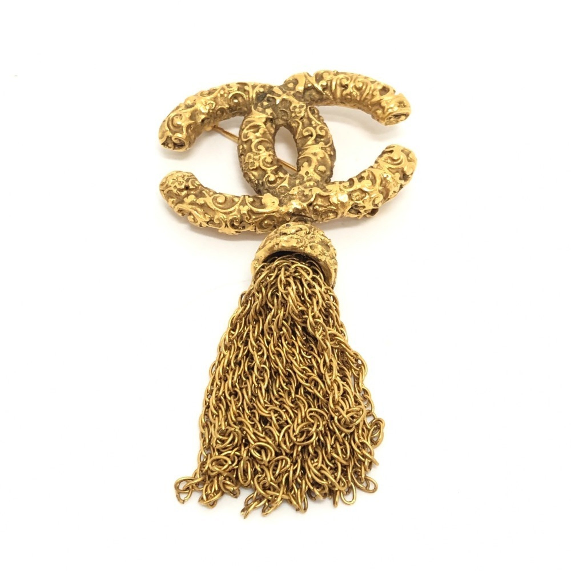 CHANEL Chanel 93A Coco Mark Lava Brooch Accessory Small Item Metal Ladies Gold