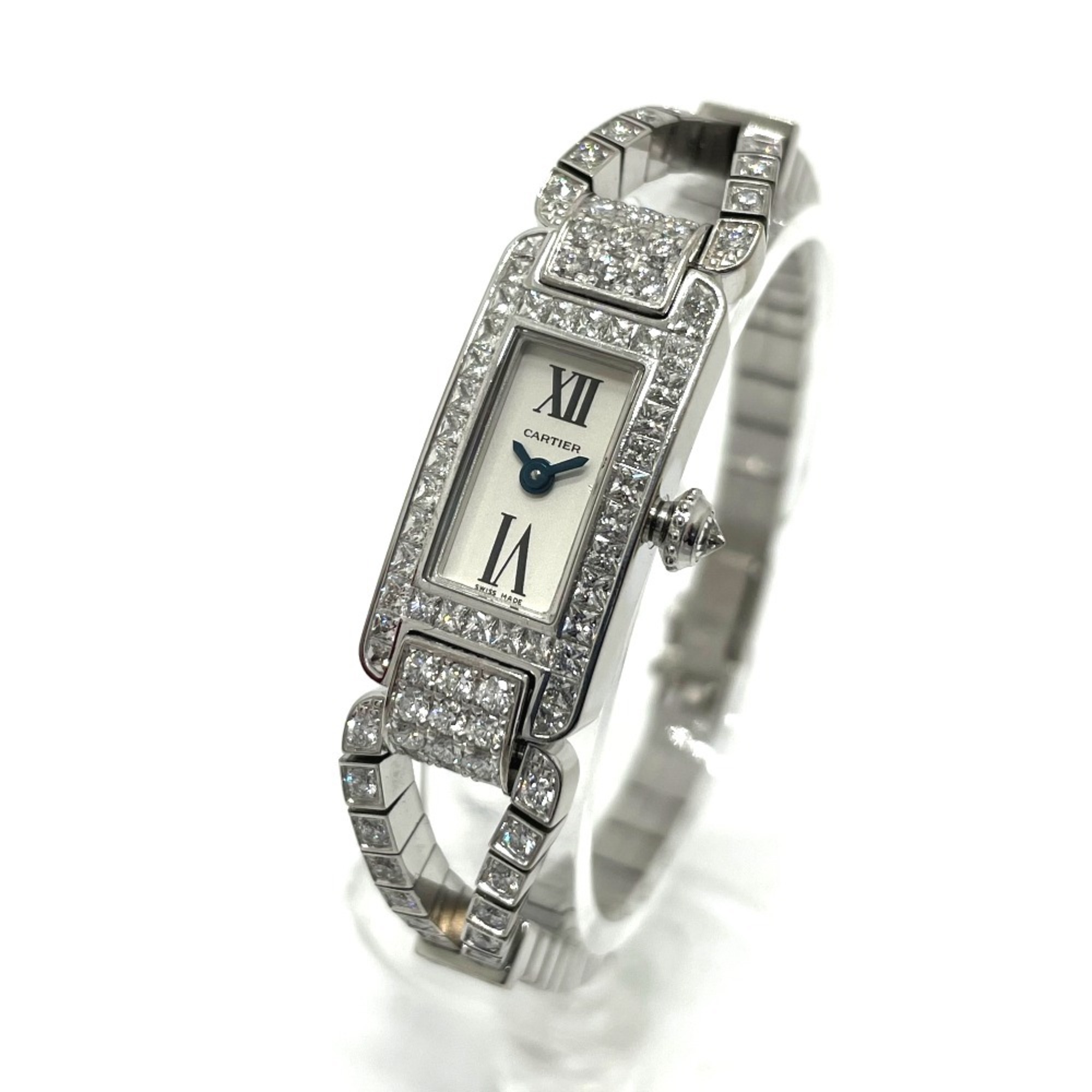 CARTIER Cordon De Gold Quartz Watch K18WG Diamond Ladies White