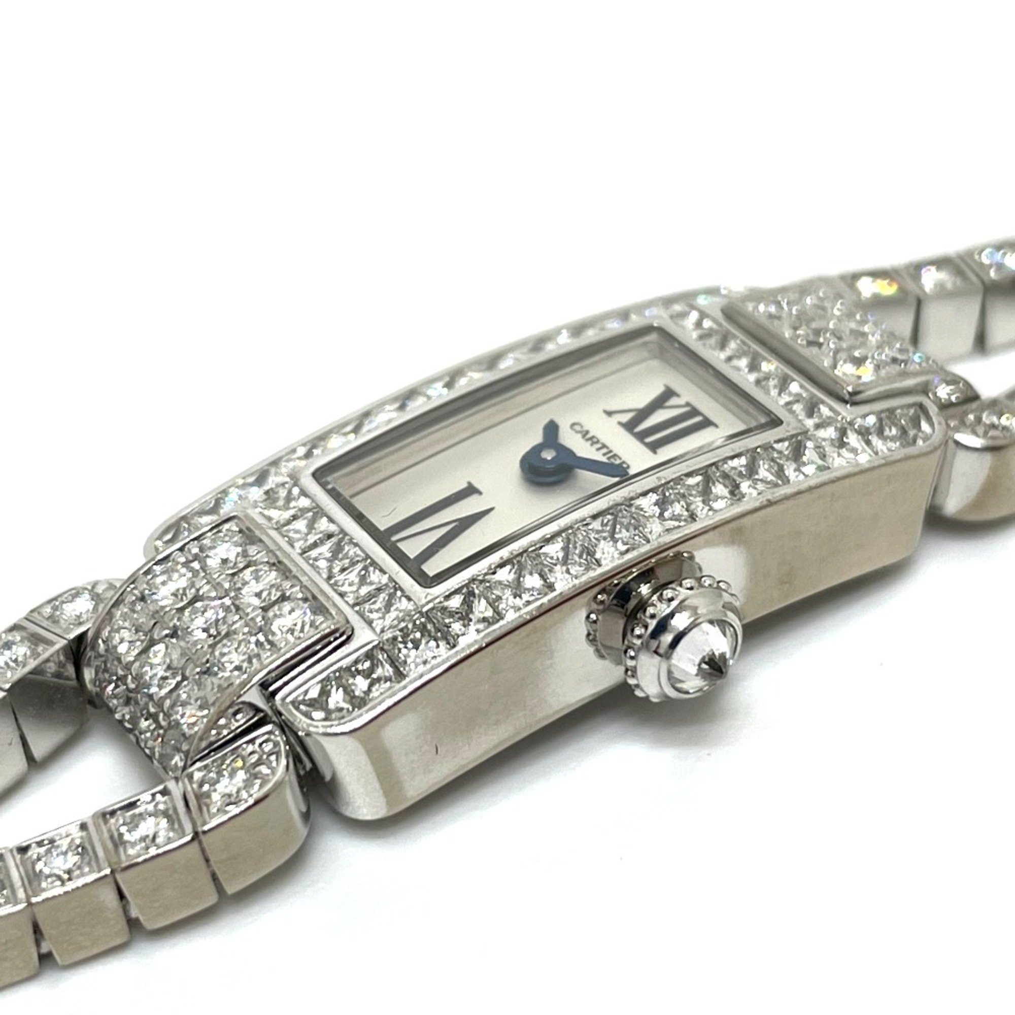 CARTIER Cordon De Gold Quartz Watch K18WG Diamond Ladies White