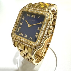 CARTIER Panthere K18 Solid Diamond Bezel Aftermarket Movement Quartz Wristwatch Men's Gold