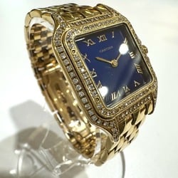 CARTIER Panthere K18 Solid Diamond Bezel Aftermarket Movement Quartz Wristwatch Men's Gold