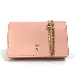 BURBERRY TB Chain Wallet Shoulder Bag Pochette Bi-fold Leather Women's Pink