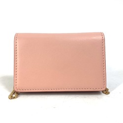 BURBERRY TB Chain Wallet Shoulder Bag Pochette Bi-fold Leather Women's Pink