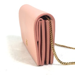 BURBERRY TB Chain Wallet Shoulder Bag Pochette Bi-fold Leather Women's Pink