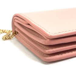 BURBERRY TB Chain Wallet Shoulder Bag Pochette Bi-fold Leather Women's Pink