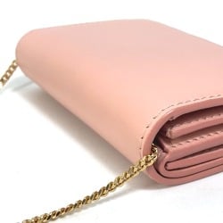 BURBERRY TB Chain Wallet Shoulder Bag Pochette Bi-fold Leather Women's Pink