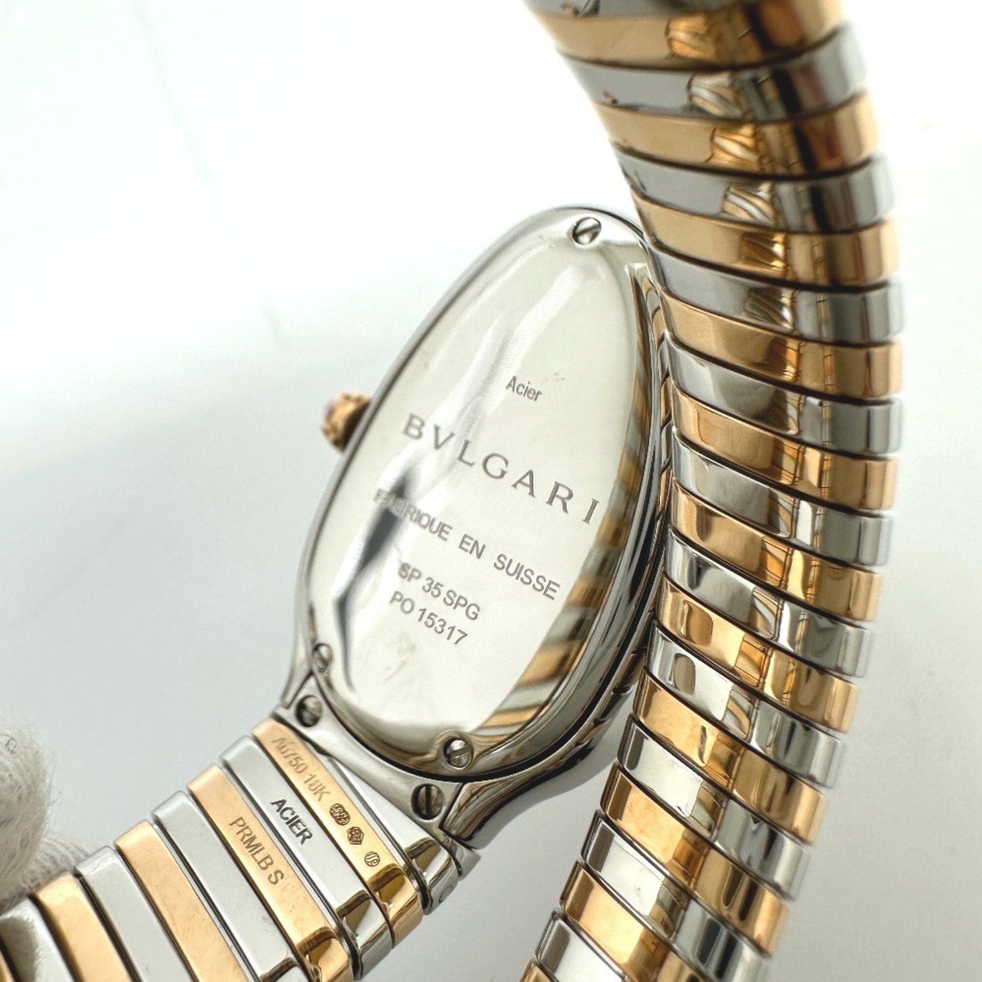 BVLGARI SP35SPG Serpenti Tubogas combination diamond bezel quartz watch K18YG SS ladies gold