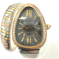 BVLGARI SP35SPG Serpenti Tubogas combination diamond bezel quartz watch K18YG SS ladies gold