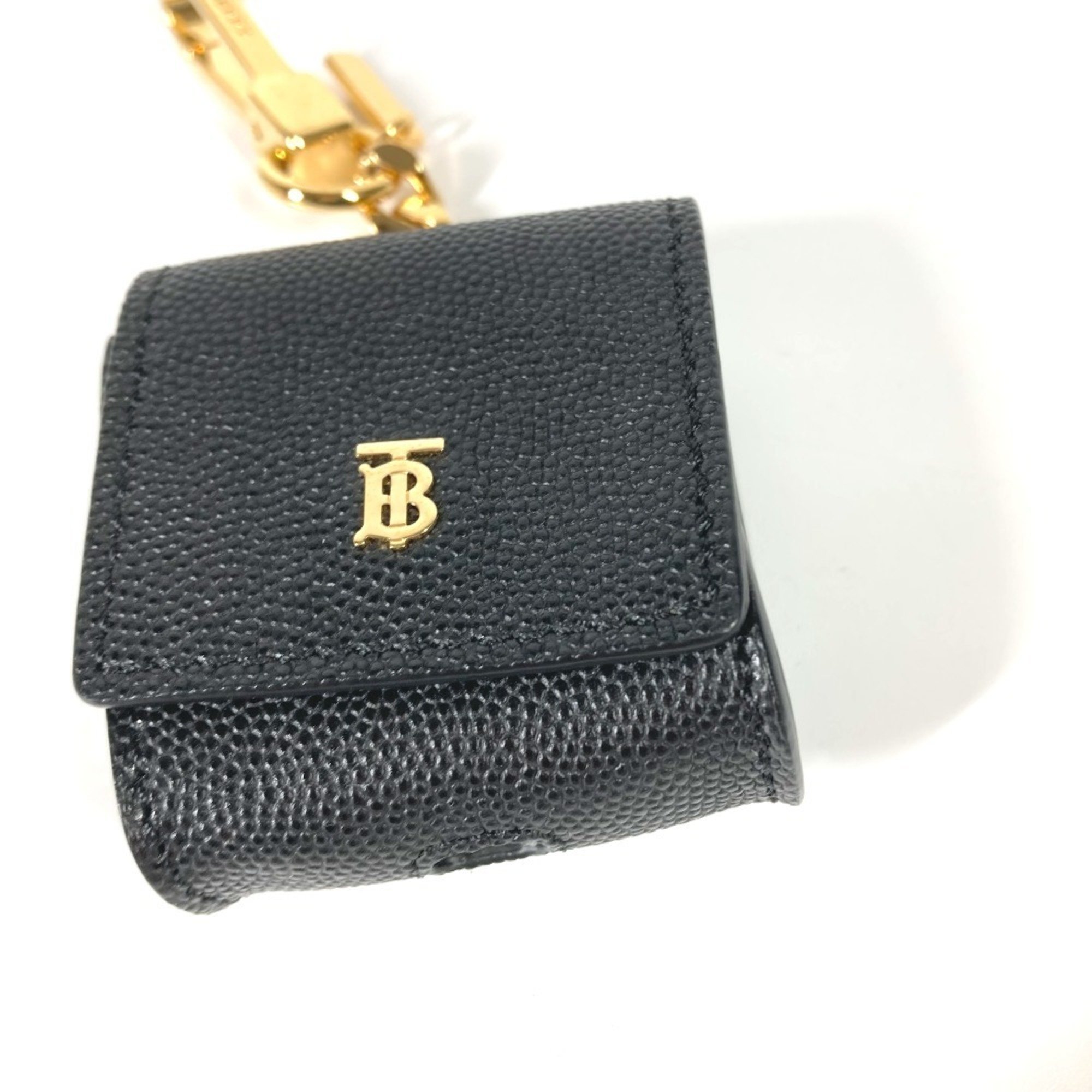 BURBERRY Apple TB Airpods Case Earphone Leather Black Women's