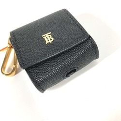 BURBERRY Apple TB Airpods Case Earphone Leather Black Women's