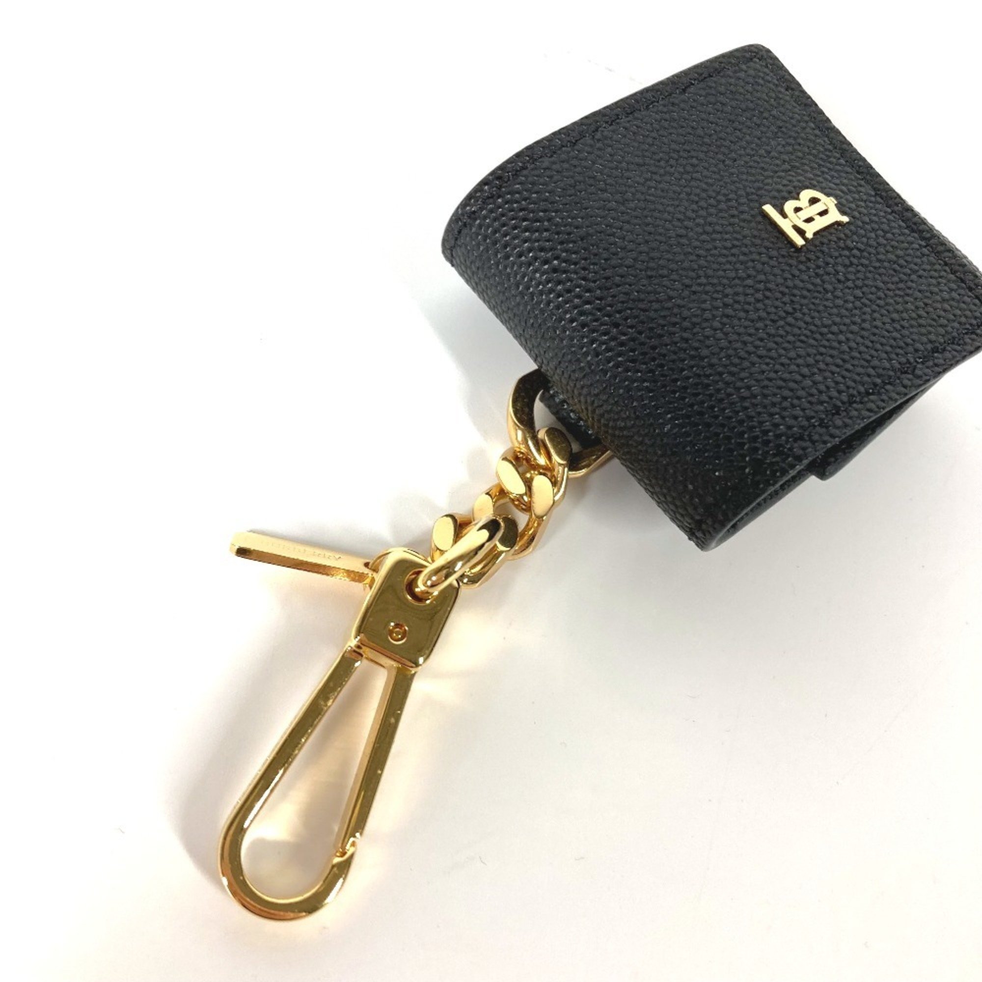 BURBERRY Apple TB Airpods Case Earphone Leather Black Women's