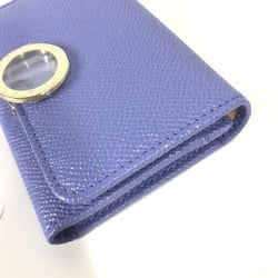 BVLGARI Clip Business Card Holder Pass Case Bi-Fold Holder/Card Leather Men's Light Purple