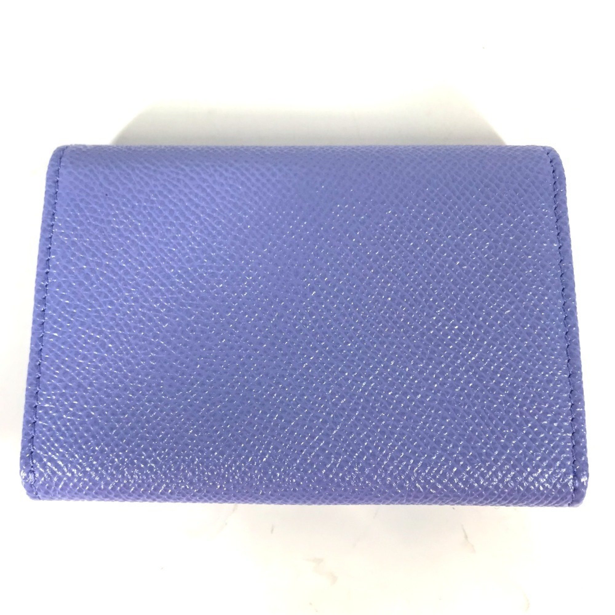 BVLGARI Clip Business Card Holder Pass Case Bi-Fold Holder/Card Leather Men's Light Purple