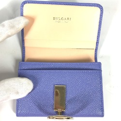 BVLGARI Clip Business Card Holder Pass Case Bi-Fold Holder/Card Leather Men's Light Purple