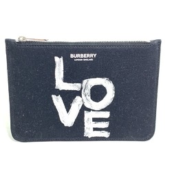 BURBERRY LOVE Wallet/Coin Case Clutch Bag Pouch Canvas Women's Black