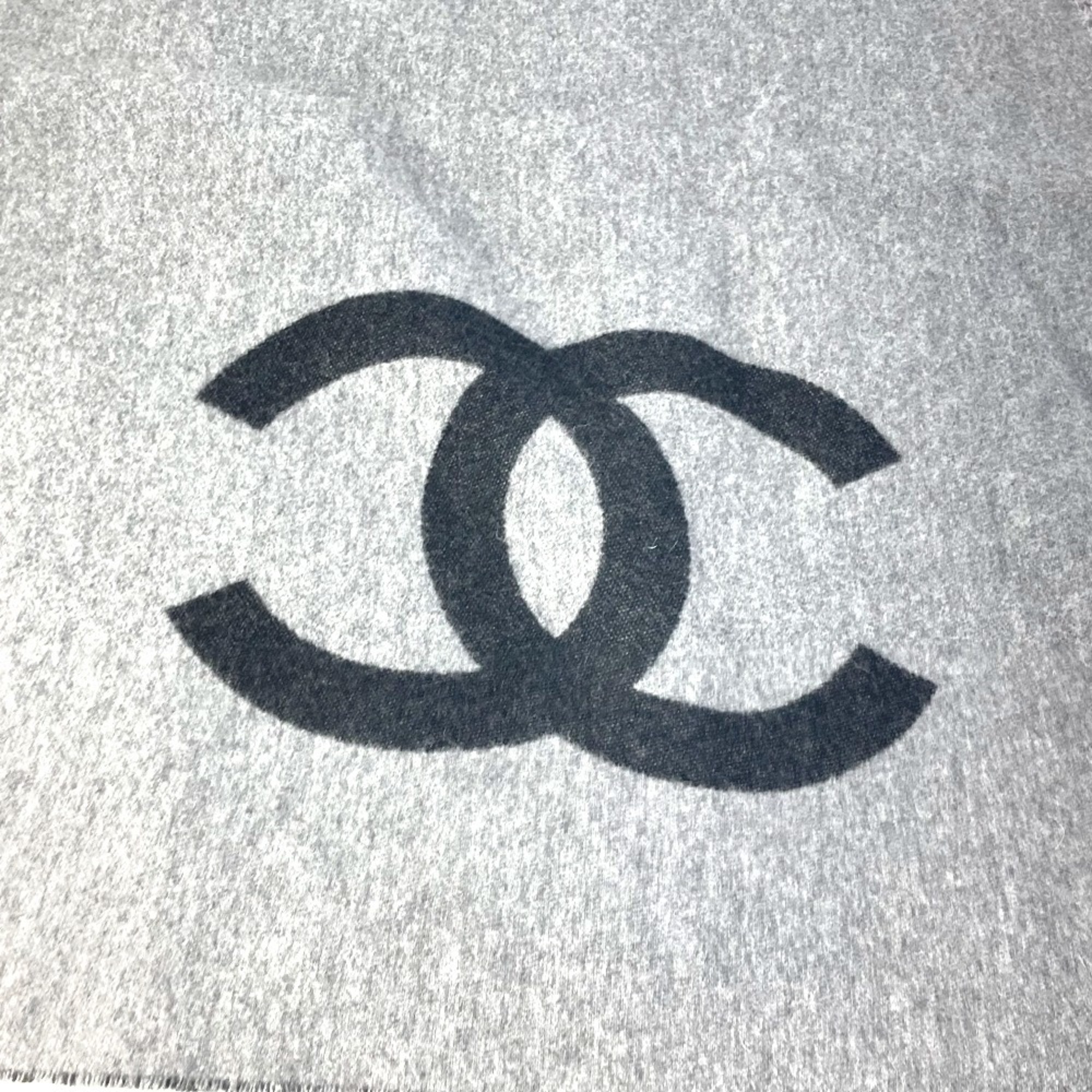 CHANEL 19B CC Coco Mark Large Blanket Wool Cashmere Women's Black