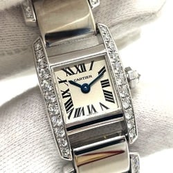 CARTIER WE7007MM Tanquissim SM Bezel Diamond, Full Diamond Belt Side Quartz Wristwatch K18WG Ladies Silver