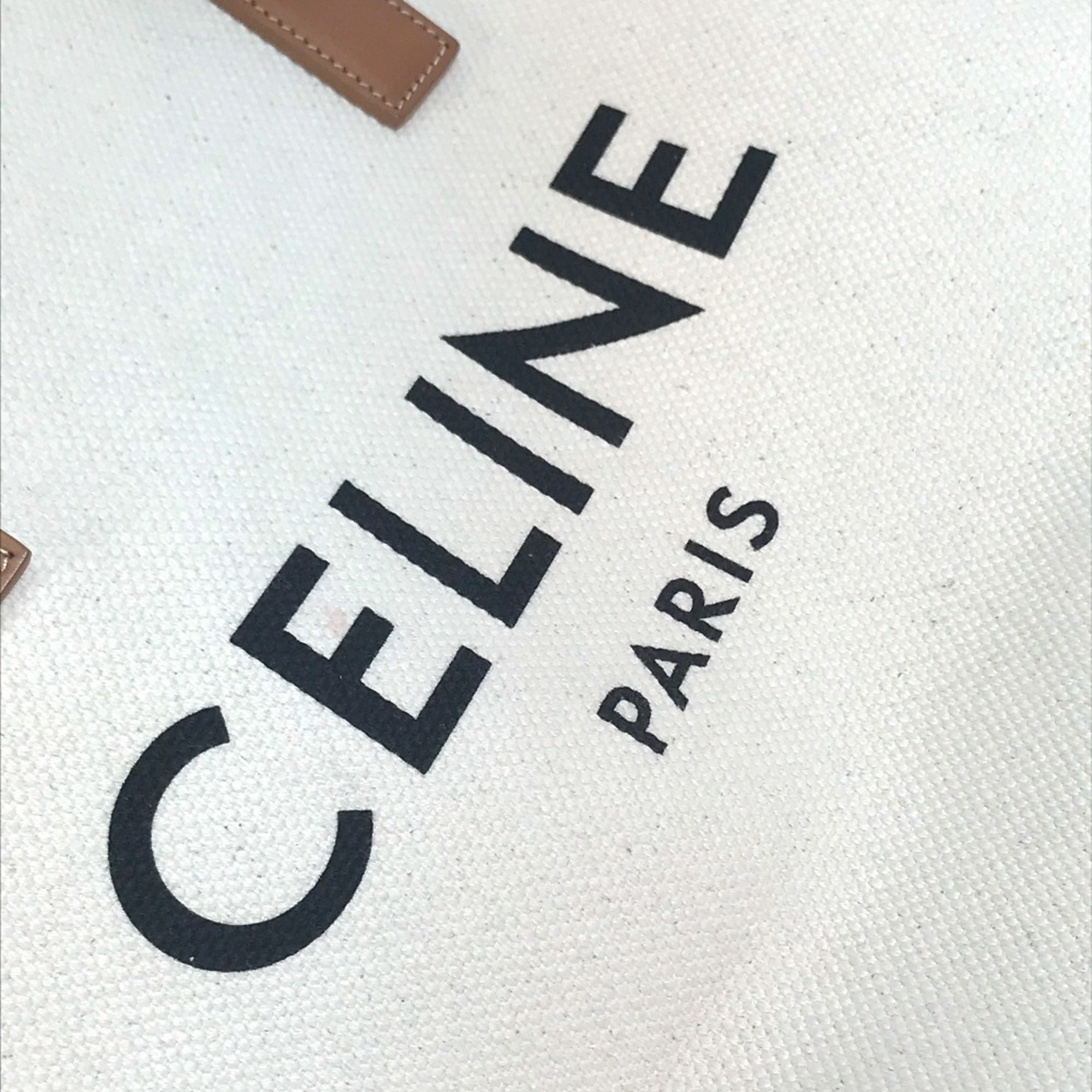 CELINE 190062 Horizontal Cabas Tote Bag Shoulder Canvas Leather Women's Natural Tan Beige