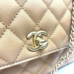 CHANEL A92990 Coco Mark Handle XS Matelasse Shoulder Bag Caviar Skin Women's Camel Brown