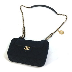 CHANEL AS3710 Matelasse Small Hobo Chain 23C Shoulder Bag Jersey Women's Black