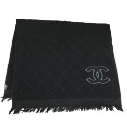 CHANEL Coco Mark CC Matelasse Large Bath Towel Cotton Women's Black