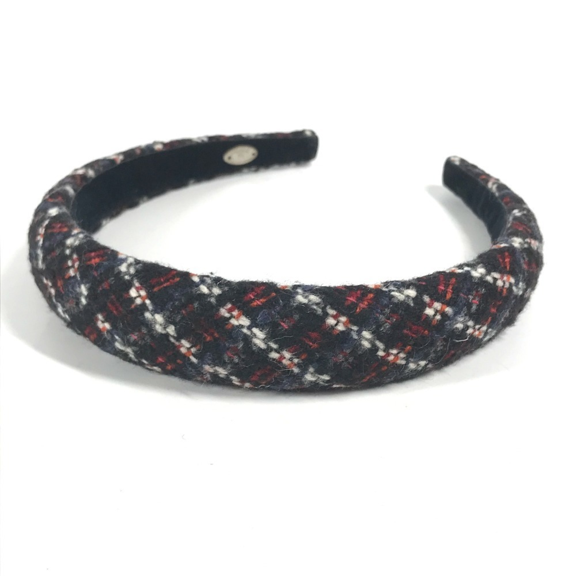 CHANEL CC Coco Mark Headband Hairband Tweed Women's Red