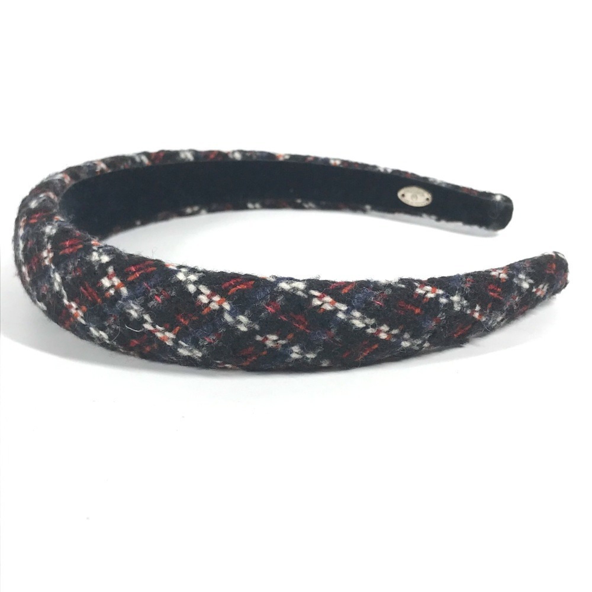 CHANEL CC Coco Mark Headband Hairband Tweed Women's Red