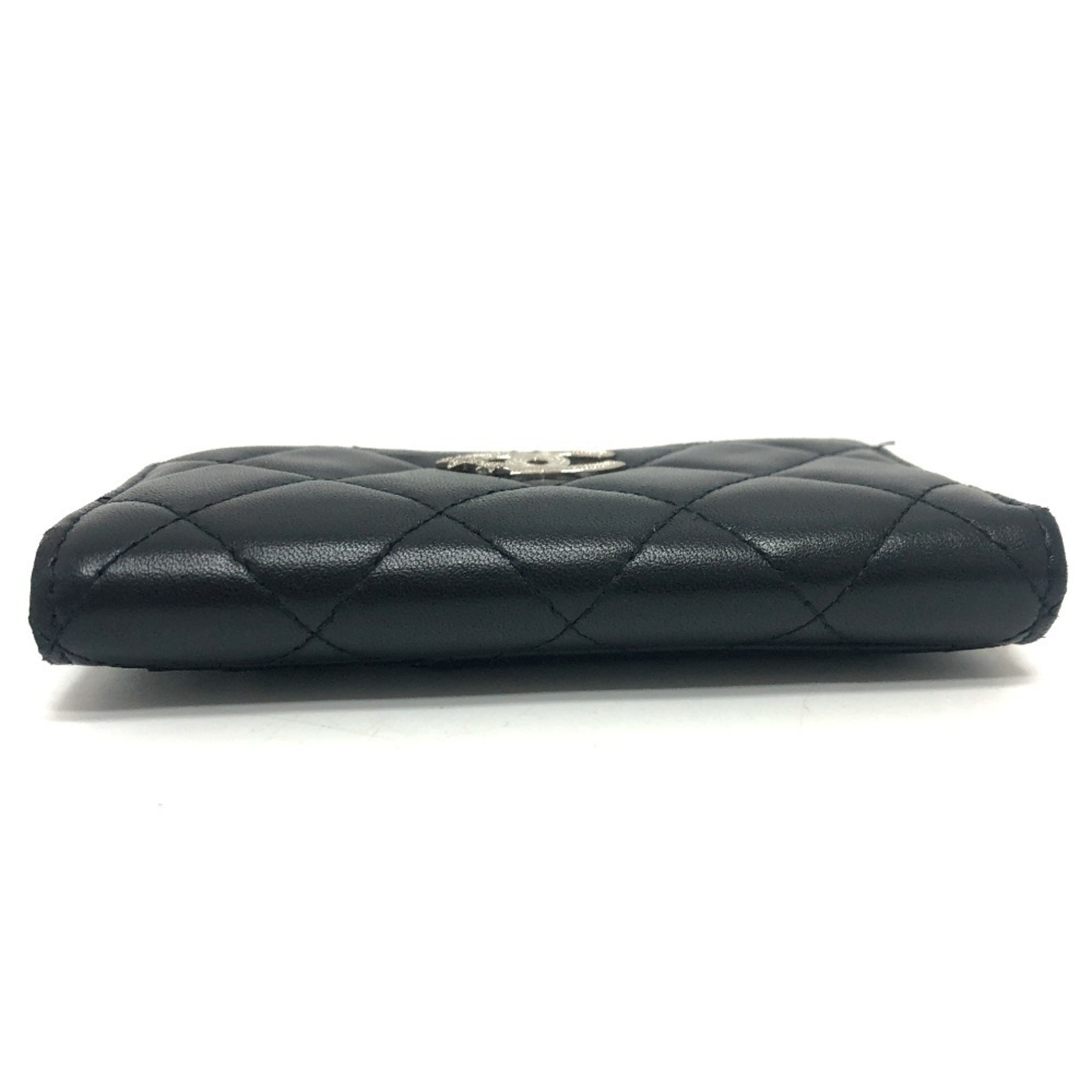 CHANEL AP3732 Matelasse Coco Mark Star Card Coin Purse Wallet/Coin Case Lambskin Women's Black