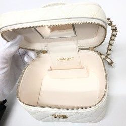 CHANEL AS3171 Coco Mark CC Vanity Bag Chain Handbag Shoulder Caviar Skin Women's White