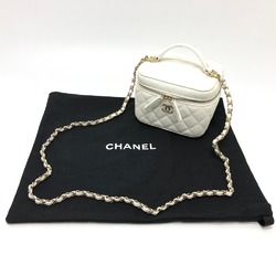 CHANEL AS3171 Coco Mark CC Vanity Bag Chain Handbag Shoulder Caviar Skin Women's White