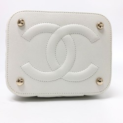 CHANEL AS3171 Coco Mark CC Vanity Bag Chain Handbag Shoulder Caviar Skin Women's White