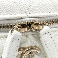 CHANEL AS3171 Coco Mark CC Vanity Bag Chain Handbag Shoulder Caviar Skin Women's White