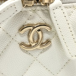 CHANEL AS3171 Coco Mark CC Vanity Bag Chain Handbag Shoulder Caviar Skin Women's White