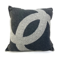 CHANEL 18B CC Coco Mark Pillow, Bicolor Cushion, Wool, Cashmere, Men's, Women's, Black