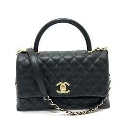 CHANEL A92991 Matelasse Coco Handle 29 Bag Handbag Shoulder Caviar Skin Women's Black